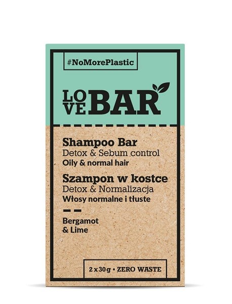 LOVEBAR Shampoo Bar Detox & Sebum Control (Oily & Normal Hair) Bergamot & Lime (2 x 30g)