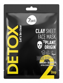 7DAYS SM Detox Clay Step 2 Sheet Face Mask Kaolin & Seaweed